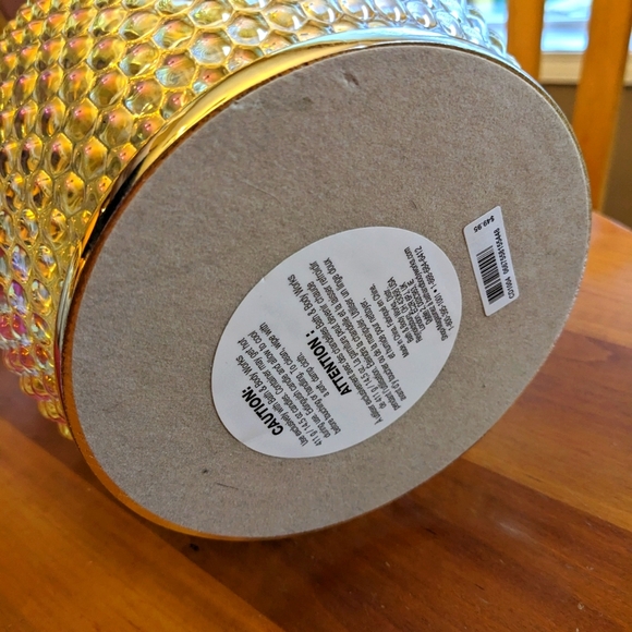 Bath & Body Works glass iridescent PINEAPPLE PALM 3-WICK CANDLE HOLDER like new - Picture 3 of 3